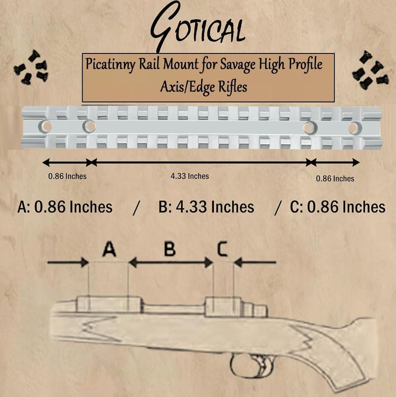 Gotical Store Picatinny Rail Mount for Savage Axis/Edge Rifles Mounting Hardware Included Allows for Picatinny or Weaver 5 PC of Each Size #6-48 Length 6mm/8mm - Image 4